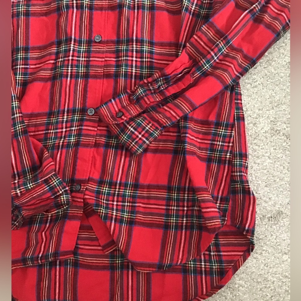 Old Navy red plaid button down - Picture 2 of 4